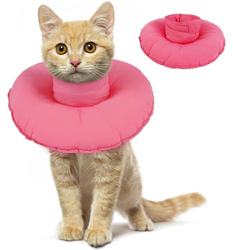 Halskedja katt, vattentät halsband munk kattmås mjuk krage kon läckageskydd med hals efter operation och skador nackskydd katt (rosa, S)