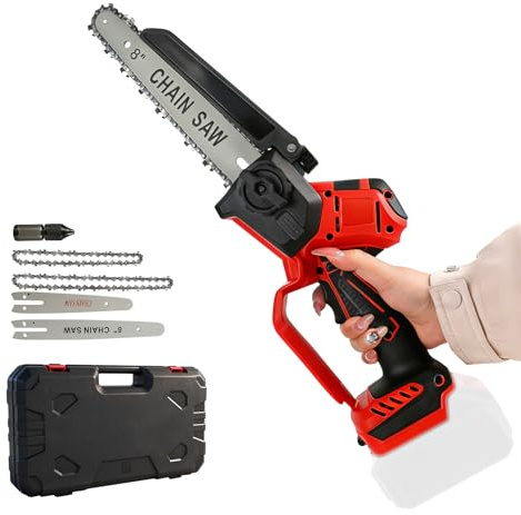 Mini sierra sin escobillas sin cable de 6 y 8 pulgadas, batería de sierra eléctrica con bloqueo de seguridad y engrasador, sierra de cadena sin escobillas, compatible con Milwaukee 18 V para árbol de
