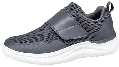 Zapato Hombre Zapatos de caminar casuales extra anchos y transpirables para hombres de gran comodidad ortopédica con soporte del arco y suela acolchada antideslizante parf, gris oscuro, 45 EU