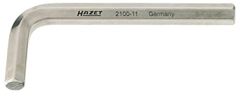 HAZET Llave hexagonal en L 2100-08, Ancho de llave: 8 mm, Superficie: niquelada, Salida: perfil hexagonal interior, especialmente adecuada para uniones atornilladas de difícil acceso