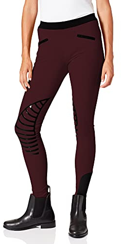 HKM 9228 Ridleggings Starlight, silikon knäskydd flicka, vinröd/svart, 146/152