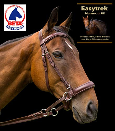 EASYTREK brown leather anatomical bitless bridle PONY, COB, FULL, X FULL size (PONY (Small))