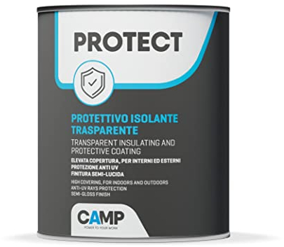 CAMP Protect - Vernice Trasparente per Legno, Metallo e Plastica ad Azione Protettiva, Trattamento Isolante ad Alta Copertura, Ideale per Ripristinare e Ravvivare le Superfici, Essiccazione Rapida, 1l