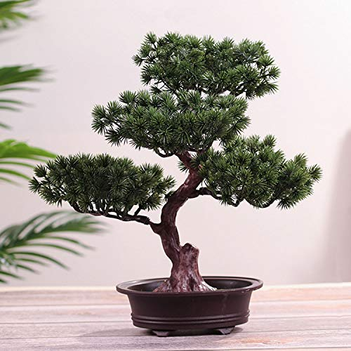 Artificial Bonsai Decorative Artificial Plants, Simulation Pine Tree Potted Plant, Small Potted Plant Mini Artificial Green Plant for Indoor/Outdoor Home Office,11.4 High