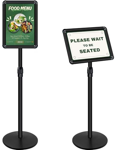 Mutualsign Heavy Duty Sign Holder Poster Stand 8.5x 11 Floor Standing Sign Holder Adjustable Pedestal Sign Stand with Cast Iron Base for Display/ Advertisement (Black)