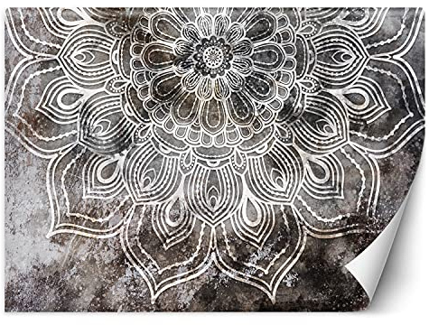 Feeby Fotomurales Mandala Ornamento 400x280 cm Marrón Tejido No Tejido Papel Tapiz Fotográfico Decorativos Murales Dormitorio Oficina Hotel Spa Patrón Oriental Abstracto