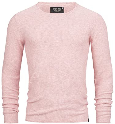 Indicode Herren Loakim Klassischer Strickpullover mit Rundhalsausschnitt | Pullover Herrenpullover Pulli meliert für Männer Coral Cloud, XL