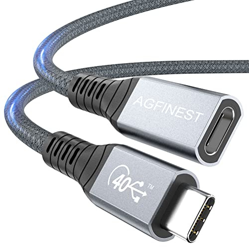 AGFINEST USB4 Verlängerungskabel Thunderbolt 3 & 4 Verlängerungskabel[40Gbps & PD 100W 5A] USB4.0-Typ-C-Stecker auf Buchse,8K@60Hz oder Dual 4K Video Display, Kompatibel mit USB C Geräten