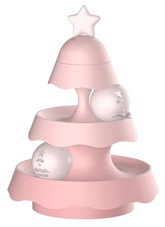 UINOFER Interaktives Katzenspielzeug, Katzenspielzeug Umfassen Katzenminzebälle, Im Dunkeln Leuchtende Glockenpucks Intelligenzspielzeug für Katzen - Pink