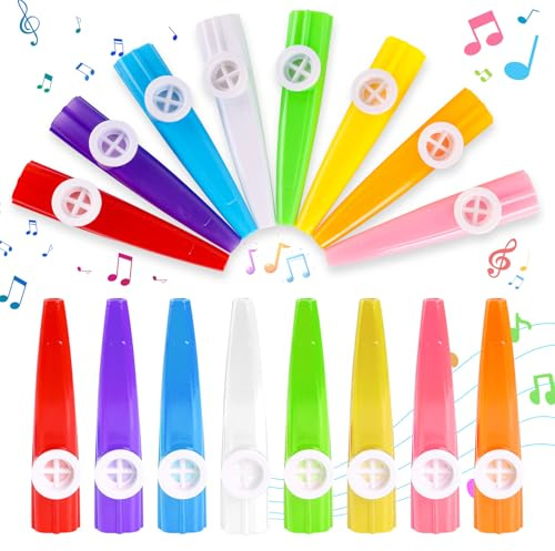 Bubuny 24 Pcs Plastic Kazoo Musical Instrument, Kazoos Multipack for Children Kids Beginners, Mini Portable Mouth Kazoo Kids Instrumental For Gifts Prizes And Party Favors
