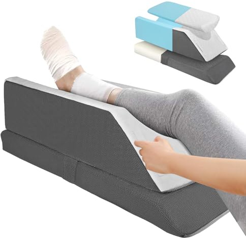 4-Height Adjustable Leg Elevation Pillows for After Surgery, Injuries or Rest, Washable Memory Foam Wedge Pillows, Leg Pillow for Ankle and Foot knee Legs Swelling and Pain Relief Recovery Sleeping