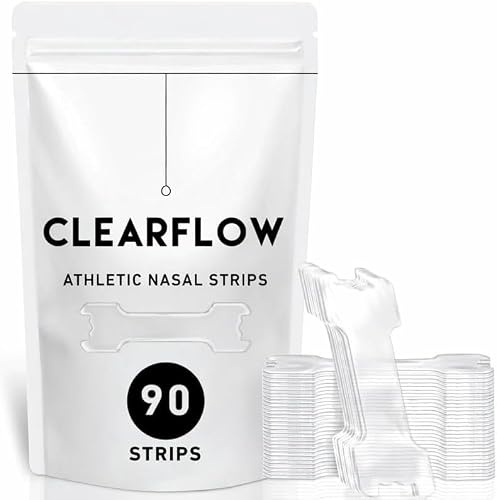 Tiras nasales para respirar (90 unidades) – Rendimiento extra fuerte, adhesivo a prueba de aceite y sudor – Tiras nasales atléticas para roncar y dormir – Cuerpo ancho, ajuste universal, transparente