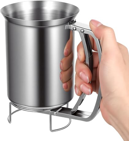 1 PzDosatore per Pastella in Acciaio Inox, 900 ml Dosatore per Pastella, Dosatore Manuale per Pancake con maniglia a pressione per muffin, biscotti, cupcake - Utensile da cucina per pasticceria