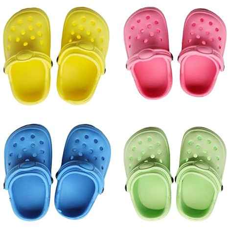Lot de 4 paires de chaussures pour poupées de 35 à 45 cm, accessoires de poupée avec chaussures de poupées jaunes, rose, bleu, vert, 35 à 45 cm, accessoires de poupée pour poupée, fille, garçon