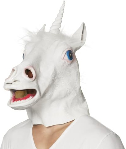 Boland 00145 huvudmask enhörning snöig med hår, unisex – vuxna, bianco