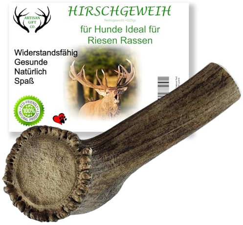 ARTISAN GIFT CO Hundesnack Rothirsch Geweih Kausnack -100% Natürlicher - Mindestgewicht 225 Gramm (XL - 1 stück)