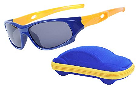 JoXiGo Occhiali da sole per bambini sportivi polarizzati infrangibili per bambini e bambine (3-12 anni) + cordini per occhiali + custodia per occhiali