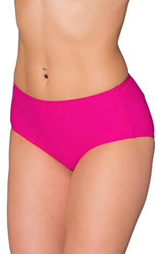 Aquarti Bas de Bikini Femme Taille Mi-Haute – Bas de Maillot de Bain Classique en Couleurs Unies, Rose, 40