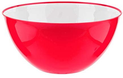 Grande ciotola per insalata in plastica, 25 cm, colore: blu, arancione, verde, rosa rosa