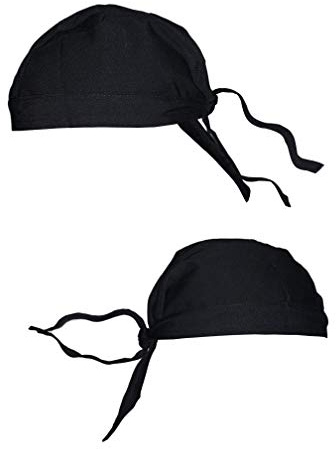 MVC Pack*4 pcs - Gorro/Bandana Chef/Cocina/Cocinero/Camarero/Carnicero Adulto Unisex - Negro