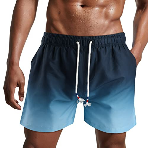 Danfiki Mens Swim Shorts Swimming Trunks Quick Dry Beach Shorts Surfing Shorts with Mesh Lining Gradient Color