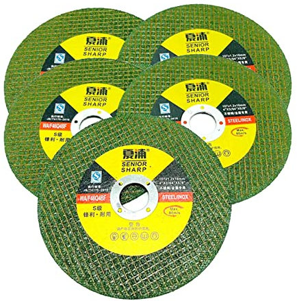 107mm 5 Pack Disco da taglio in metallo Smerigliatrice angolare Mola in acciaio inossidabile Disco da taglio Lama Ruota in resina Doppia maglia Pezzo lucidante ultra sottile, verde