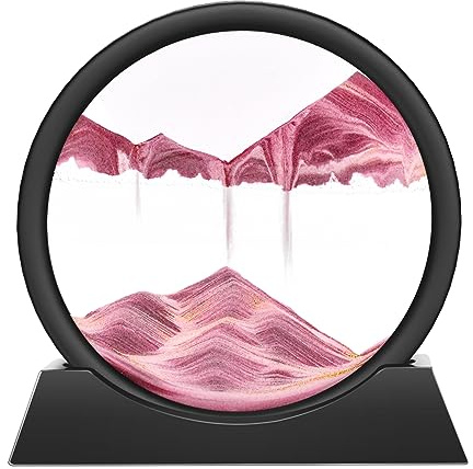 Wai Danie Tableau rotatif avec paysage de sable en 3D, décor fonds marins, fluide, sablier décoratif esthétique pour bureau, salon, pour adultes et enfants (rose, 7)