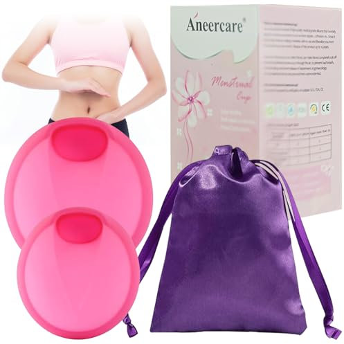 GAROMIA Menstruationsscheiben 2 Menstrual Disc Periodenscheibe Menstruationstasse mit Lagertasche Alternative Soft Tampons Menstruationsscheiben-Rosa (S+L-Lagerung)