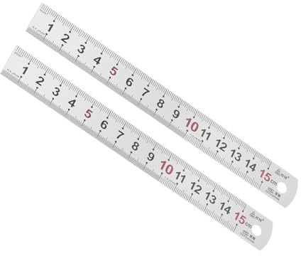 Kozelo 2Pcs Regla de Acero Inoxidable - [15Cm/6 Pulgadas X 3/4 Pulgadas] Herramientas de Medición Metálicas de Doble Lectura para Uso En Diseño Arquitectónico