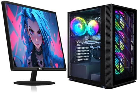 STGsivir Gaming PC Bundle, Gaming Desktop Computer, 22 Monitor, Radeon RX 550 4G GDDR5,Intel i7 Xeon E5 3.3GHz up to 3.5GHz, 16GB RAM, 512GB SSD, 600M WiFi, BT 5.0, Black RGB Gaming Case, Windows 10