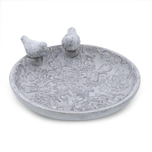 Spetebo betong fågelbad grått med ornament – 24 cm