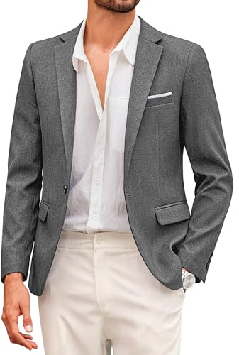 Coofand Vardaglig kostymkavaj för män, blazer, lätt och sportig med en knapp, linnetextur