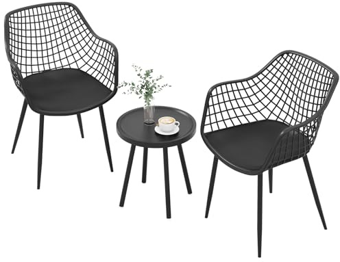 COSTWAY Balkonmöbel Set, 3-teiliges Gartenmöbel Set mit 2 Stühlen & Tisch, wetterfestes Balkonset, Terrassenmöbel, Gartengarnitur, Sitzgruppe für Garten, Balkon, Terrasse