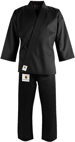 Strength Pro Karate Uniform Kids & Adults Lightweight Martial Arts Judo Taekwondo Uniform Black Karate Gi for Trainning