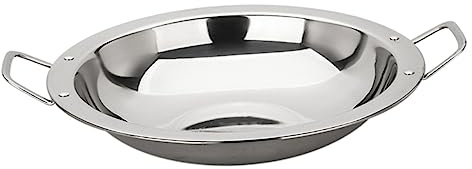 HOMOBABE Pentola Per Paella in Acciaio Spesso 26 Cm Doppio Manico Antiscivolo, Padella Da Cucina Per Uso Domestico e Ristorante, Accessorio Cucina Per Stufati e Verdure