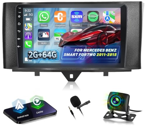 Autoradio per Mercedes Benz Smart Fortwo 2011-2015,[2G+64G] Android Autoradio 9 Touch Screen con Carplay e Android Senza Fili/Bluetooth/WiFi/Bluetooth/EQ/FM RDS Radio