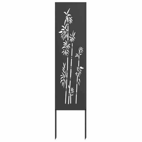 Tomostar Plaque de Jardin en Métal, Plaque Décorative Panneau Décoration de Jardin Floral Noir 32 x 140 cm