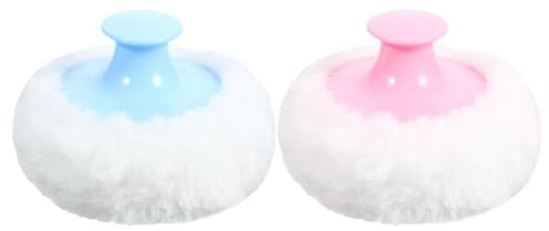 MUELODSIC Lot de 2 Houppettes à Poudre Superfines 8 Cm pour Bébé, Applicateurs Doux Réutilisables en Tissu Moelleux, pour Application Précise de Poudre Fixante Visage et Corps, Couleurs