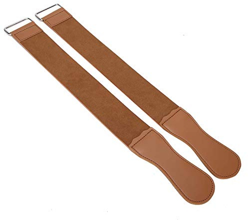 AMONIDA 2st Dubbelskiktad Rak Rakhyvelstrop med Slitstark Kohud för Polering Av Rakhyvlar och Knivar 48,1x5,1cm