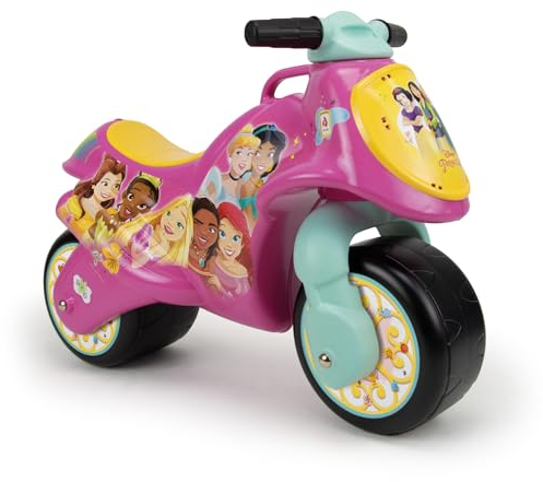 Moto Porteur Enfant 18 Mois à 3 Ans sans Pédales Bebe - Neox Disney Princesses Stable + Ergonomique Moto Draisiènne pour Fille 2 Ans Roues Larges + Transport Facile + Style Course | INJUSA