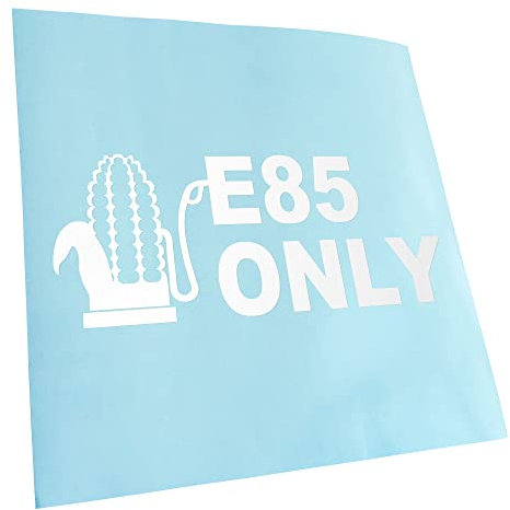 Kiwistar - Autocollant - E85 Only 20 x 8 cm - Blanc - G10 - pour Voitures, vélos, véhicules, Motos, cyclomoteurs, Tuning, vitres arrière