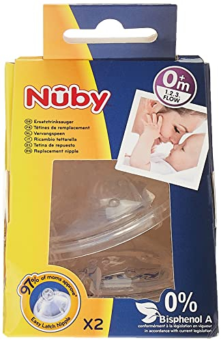 Nuby ID0018 3-Stand Flaschensauger aus Silikon ab 1 Tag 2er Pack, transparent