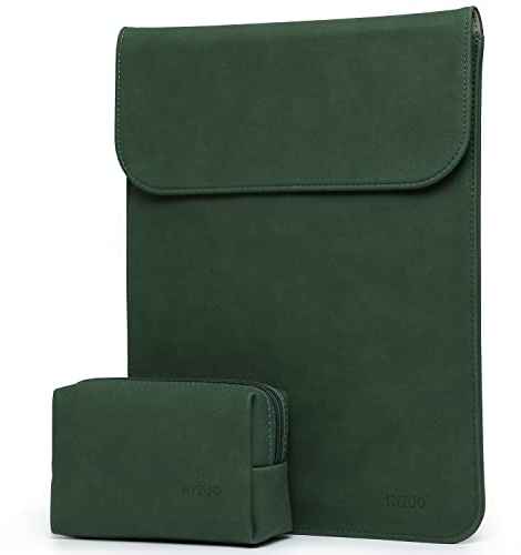 HYZUO 13,3-14 Zoll Laptophülle für MacBook Pro 14 M5/M4/M3/M2/M1 Pro/Max 2026-2021, 13,3 MacBook Air/Pro, 13-13,8 Surface Laptop, HP Envy 13, Kunstwildledertasche mit Tasche, Mitternachtsgrün