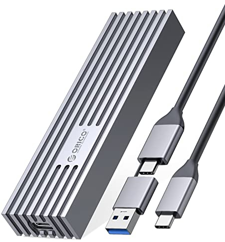 ORICO M.2 NVMe SSD Gehäuse auf USB-C PCIe Adapter 10 Gbps USB3.2 Gen2 für NVMe M-Key/M+B Key SSD 2230/2242/2260/2280, Upgraded M2 SSD Gehäuse aus Aluminium (Heatsink, UASP, Trim, SMART, 4TB)-M232GY