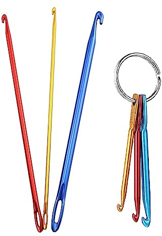 Zuoyou Crochet Hook Kit with Mini Keychain Crochet Hook, Aluminum Tunisian Afghan Crochet Knitting Needle with Eye