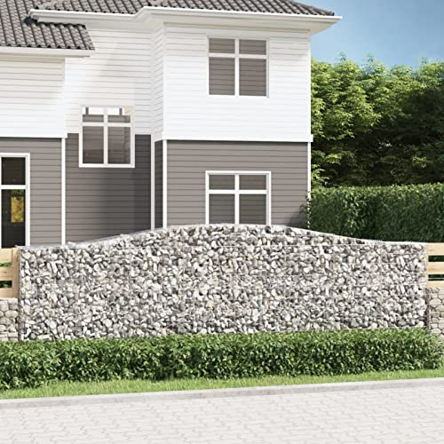 CIADAZ Gabionen mit Hochbogen 7 STK Gabionenkörbe, Gabionen Hochbeet, Steinkorb, Gabionengitter, Kräuterspirale Für Garten, Drahtkorb Für Pflanzen, 400x50x120/140cm Verzinktes Eisen