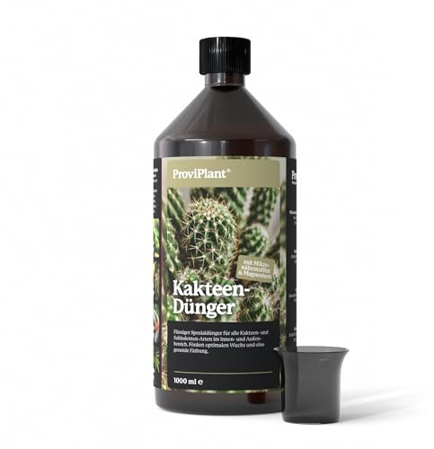 ProviPlant Kakteen Dünger – 1 Liter Spezialdünger Kakteen- und Sukkulenten-Arten im Innen- und Außenbereich Pflanzen Profi-Qualität - HOCH ERGIEBIG - 200 Liter Gießwasser - Made in Germany
