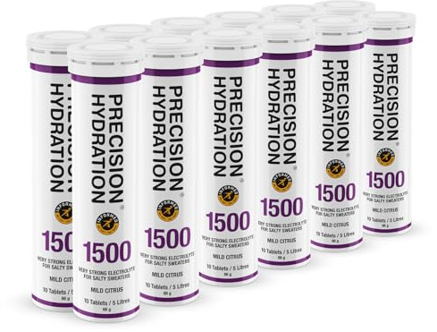 Precision Hydration Elektrolyt-Tabletten - Mehrstufige efferveszierende Hydrationstabletten - Bekämpft Krämpfe - Kalorienarm, glutenfrei, vegetarisch freundlich (12 Tube, 1500 mg/L - Lila Tube)