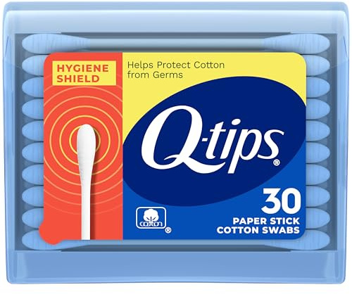 Q-tips - Juego de 30 bastoncillos de algodón, escudo de higiene, artículos de tocador de viaje, para primeros auxilios, belleza y bebé, 100% algodón