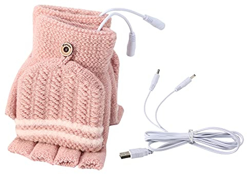 Zjyufy USB-uppvärmda Handskar, Elektriska Uppvärmningshandskar Hel- och Halvfingervante, Unisex Vinter Hand Varma Stickhandskar Handvärmare för Kvinnor och Män